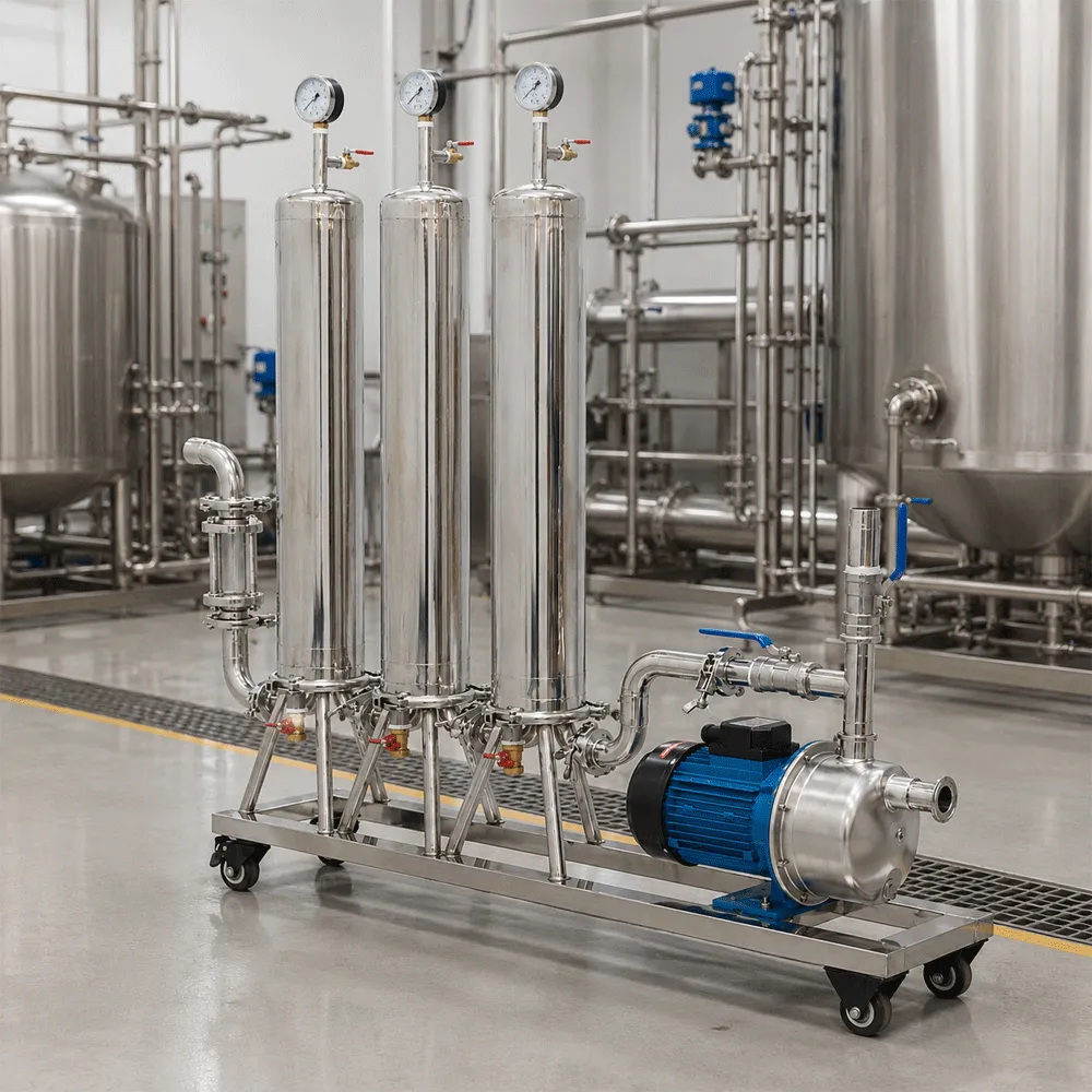 Filtro de membrana de tres etapas para la filtración en líneas de embotellado de cerveza