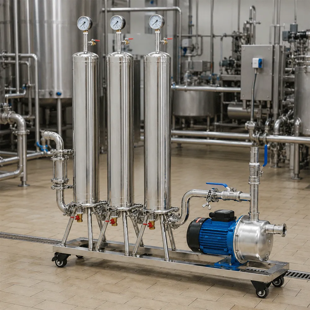 Filtro de membrana de tres etapas para la filtración en líneas de embotellado de cerveza