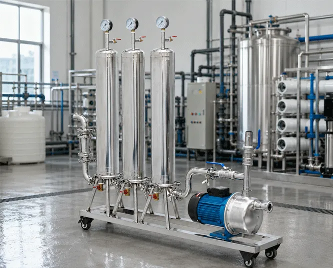 Filtro de membrana de tres etapas para la filtración en líneas de embotellado de cerveza