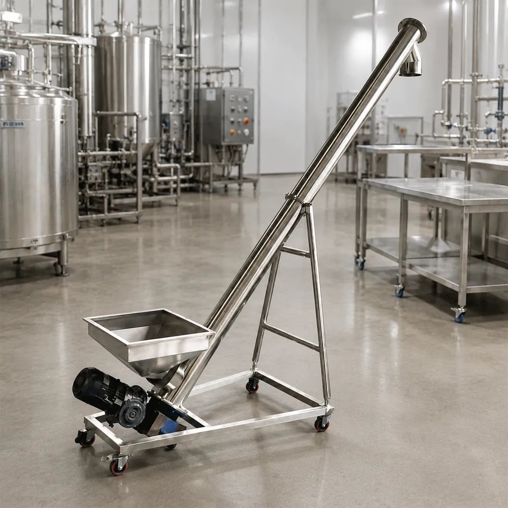 Convoyeur à vis à 90° pour la manutention des céréales dans les brasseries