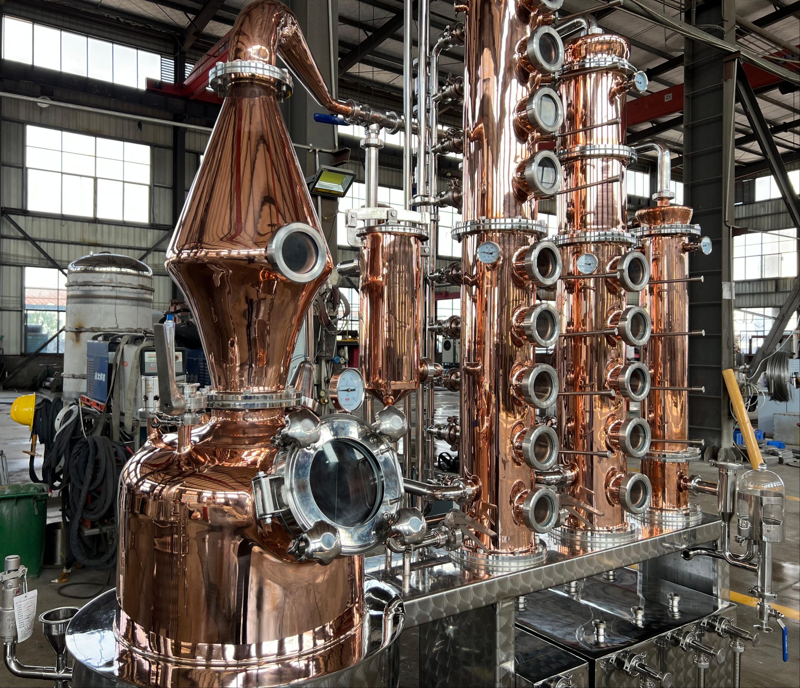 Gin Distillery Equipment and Botanical Systems 2 100L copper gin still with integrated gin basket